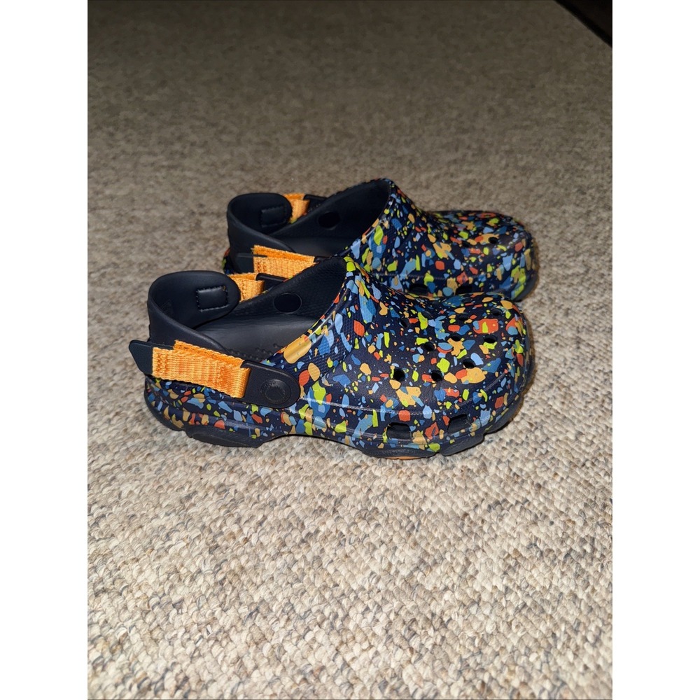 Crocs Unisex-Child Classic All-Terrain Terrazzo Clog Navy/Multi Splatter US J1